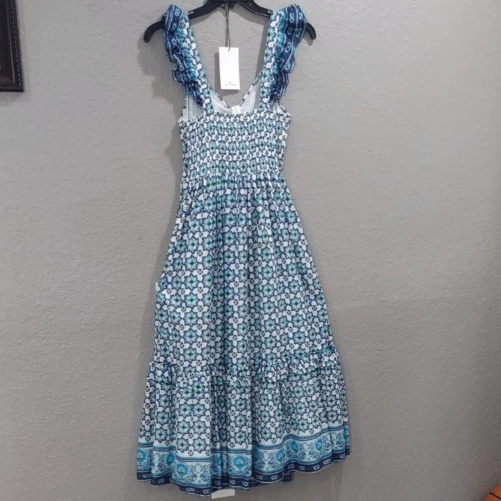 LUCKY BRAND Floral Blue and White Sleeveless Dress - Picture 14 of 17
